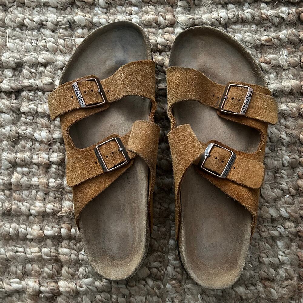 Birkenstock Suede Double Strap Sandals in Brown